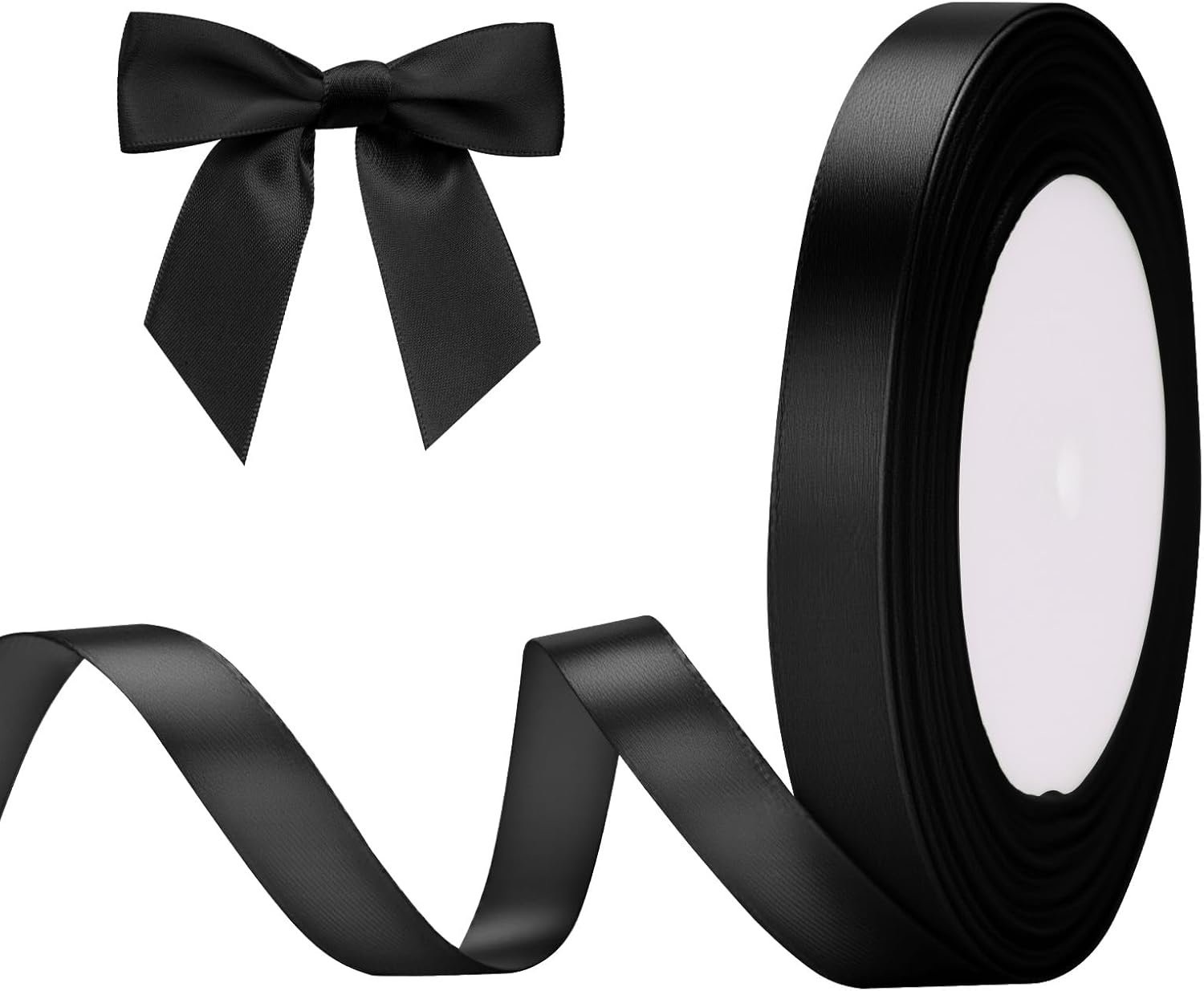 G2PLUS Black Stain Ribbons 10mm: Thick Fabric Gift Wrap Ribbons for Crafting & Decorating Halloween Parties, 22M - Image 2