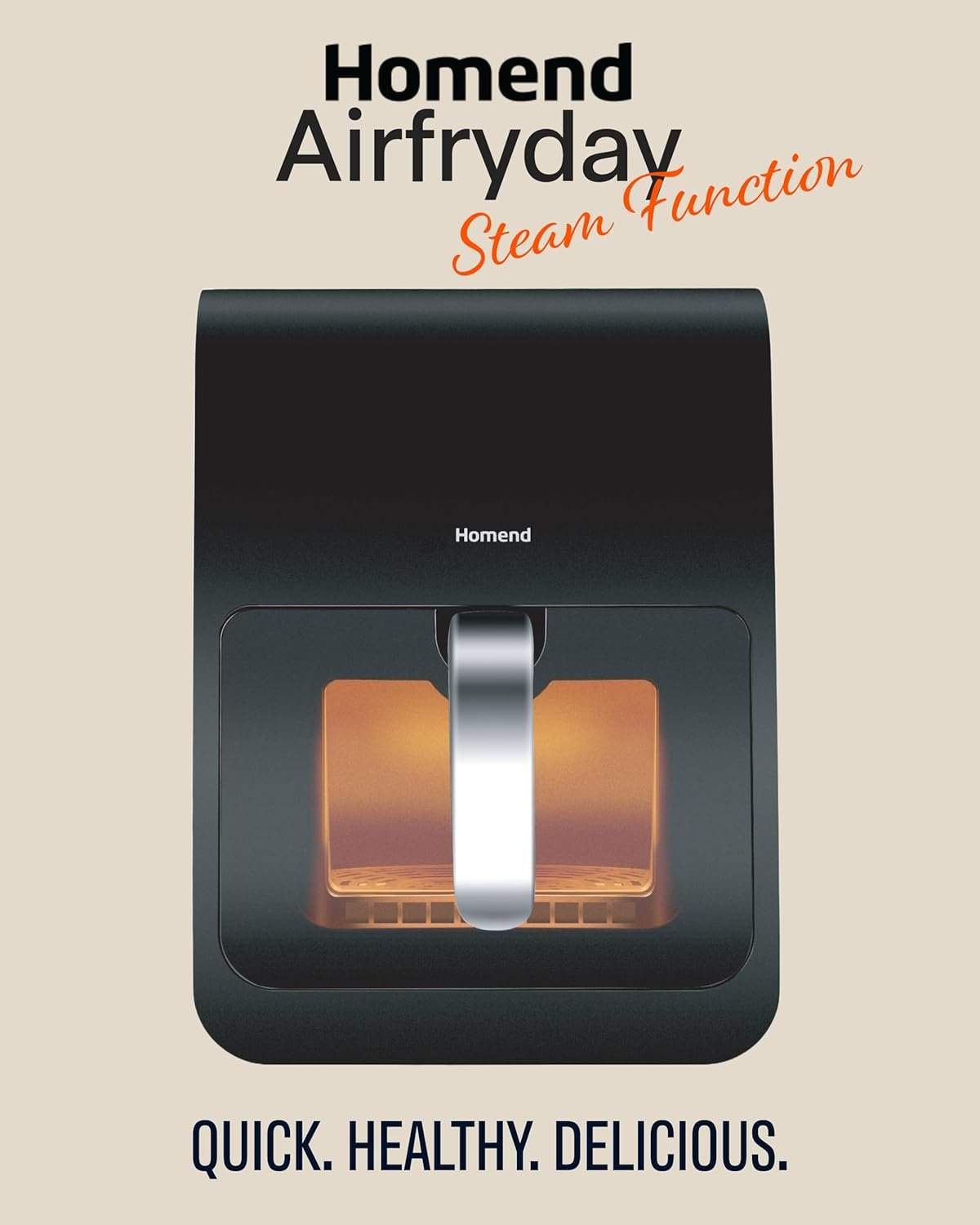 Homend Airfryday 6L Digital Air Fryer Oven with Steam Function & Glass Window, 12-in-1 Dual Heating Cooker for Oil-Free Healthy Cooking, Family Size Electric Airfryer with Touchscreen Presets - Image 7