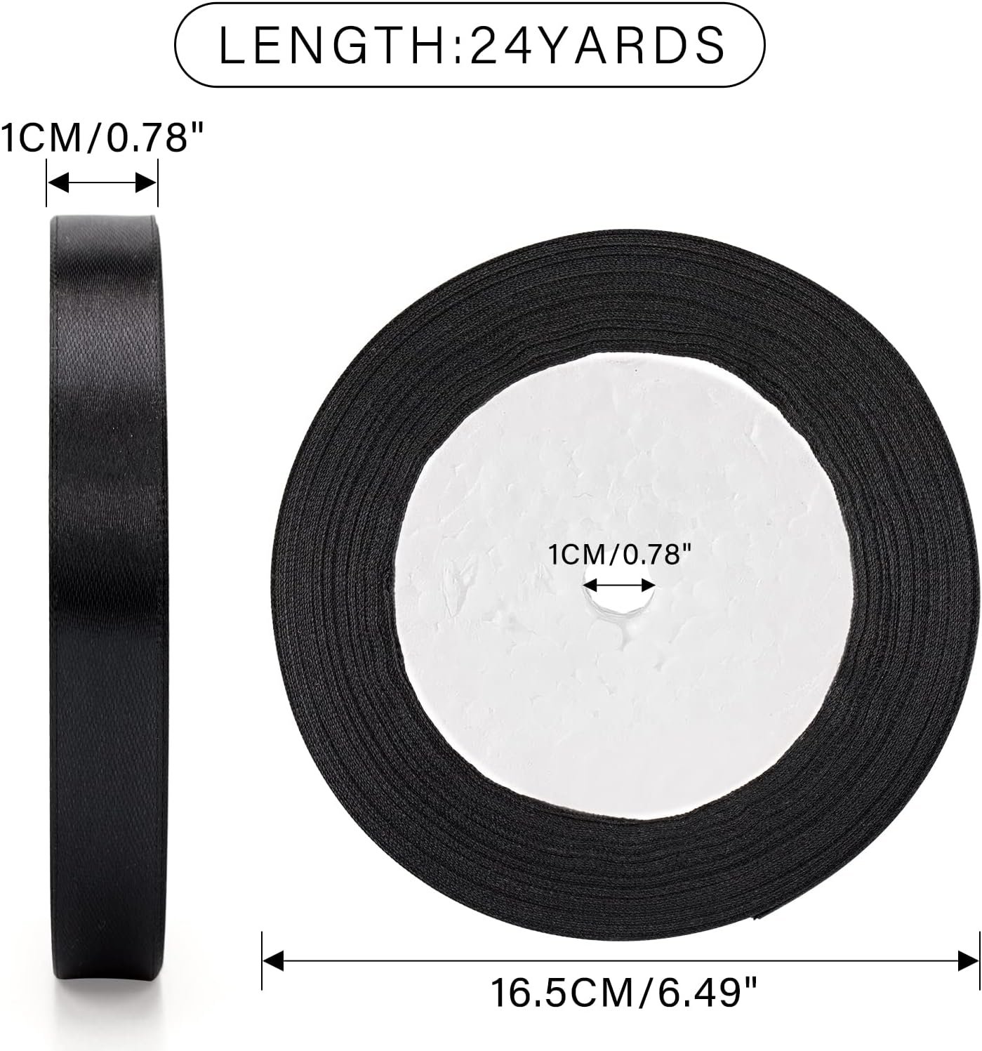 G2PLUS Black Stain Ribbons 10mm: Thick Fabric Gift Wrap Ribbons for Crafting & Decorating Halloween Parties, 22M - Image 3