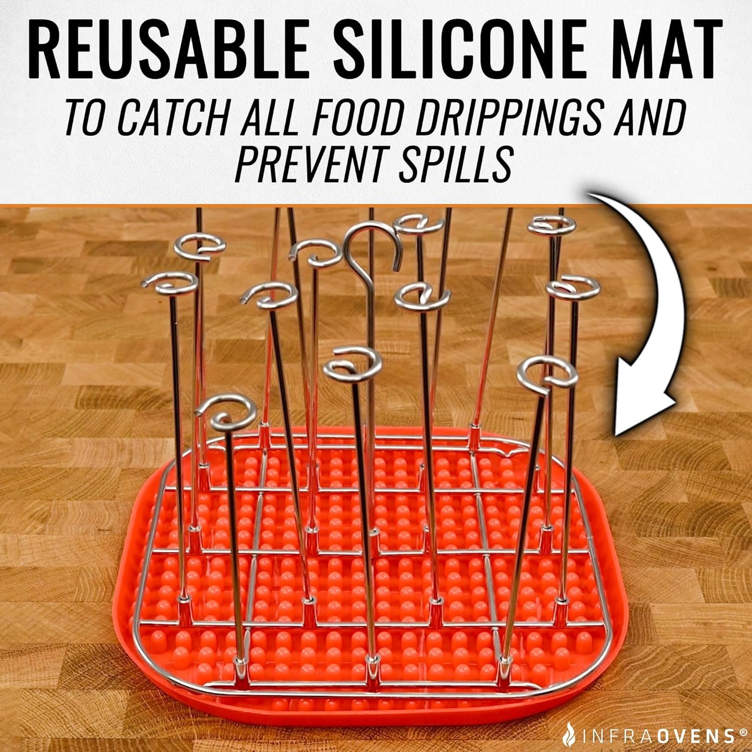 INFRAOVENS Air Fryer Rack for Chefman Multifunctional Digital Air Fryer XL 10 L, Stainless Steel Accessories for RJ38-1 Airfryer Skewer Stand and Rib BBQ Rack with Silicone Liner - Image 7