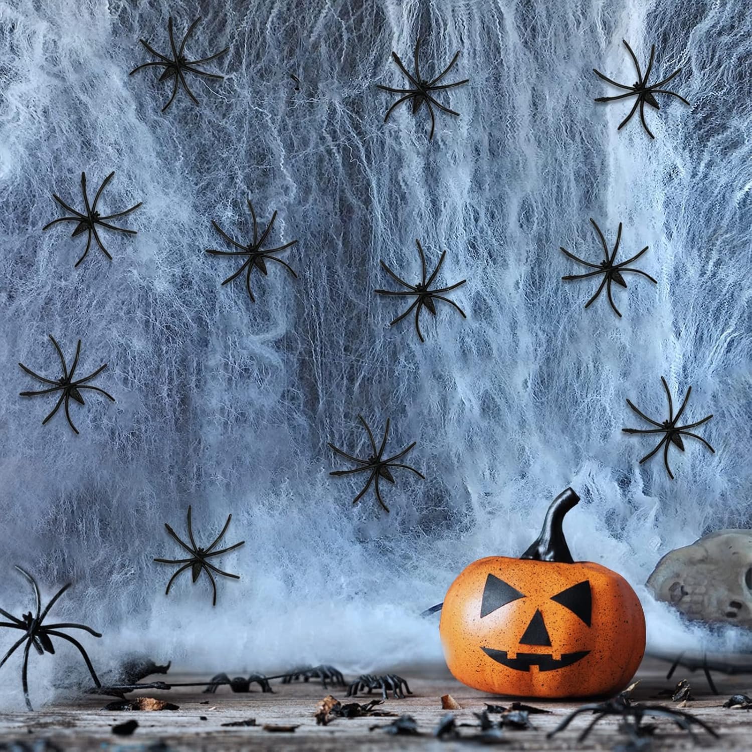 Jsdoin 60g Halloween Spider Web Decoration, with 30pcs Fake Spiders, Stretchable Halloween Cobwebs for Halloween Decorations - Image 2