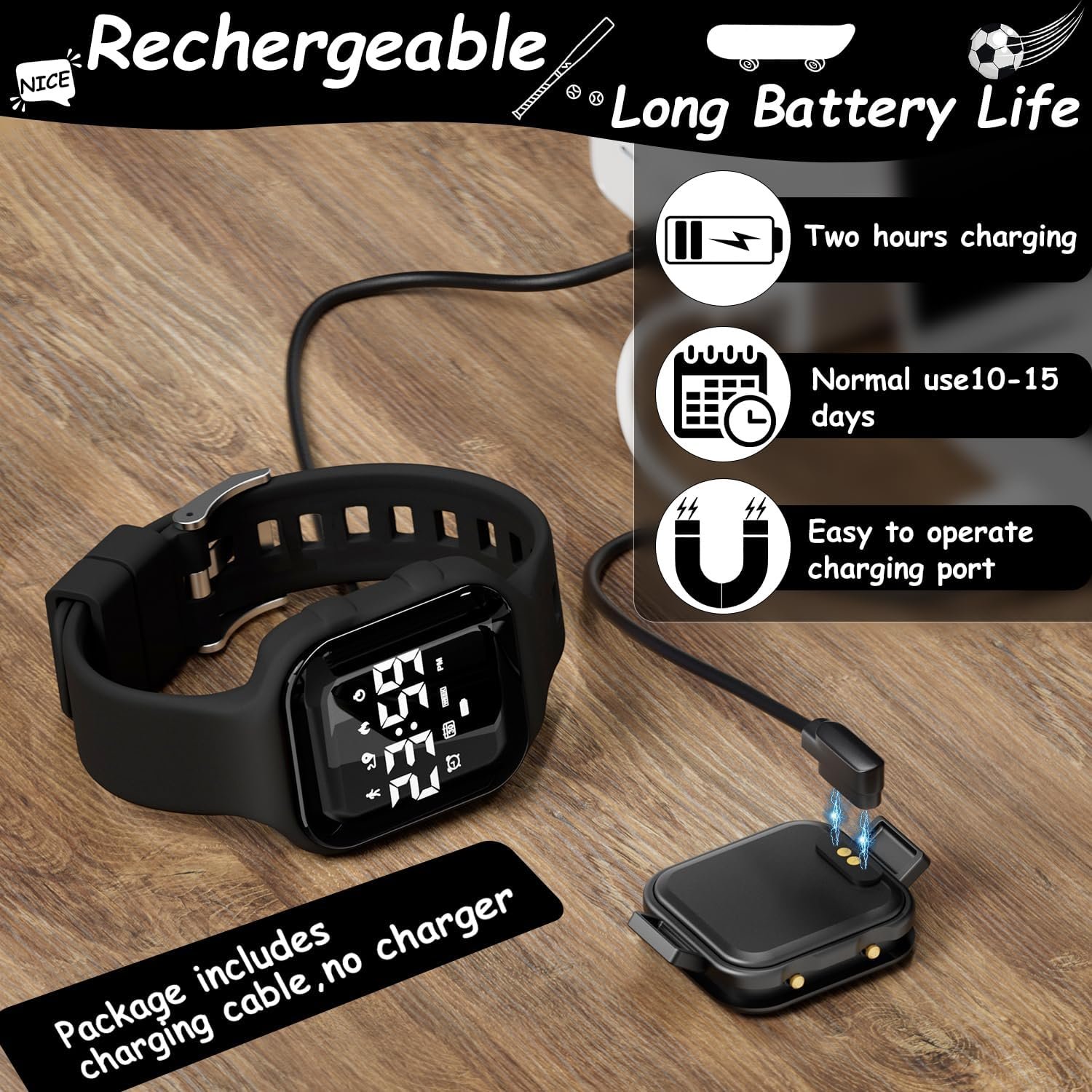 GOLDEN HOUR Kids Digital Sport Watches with Fitness Tracker, Alarm Clock, Stopwatch, No App Waterproof Birthday Gifts for Girls and Boys Ages 4-12 - Image 4