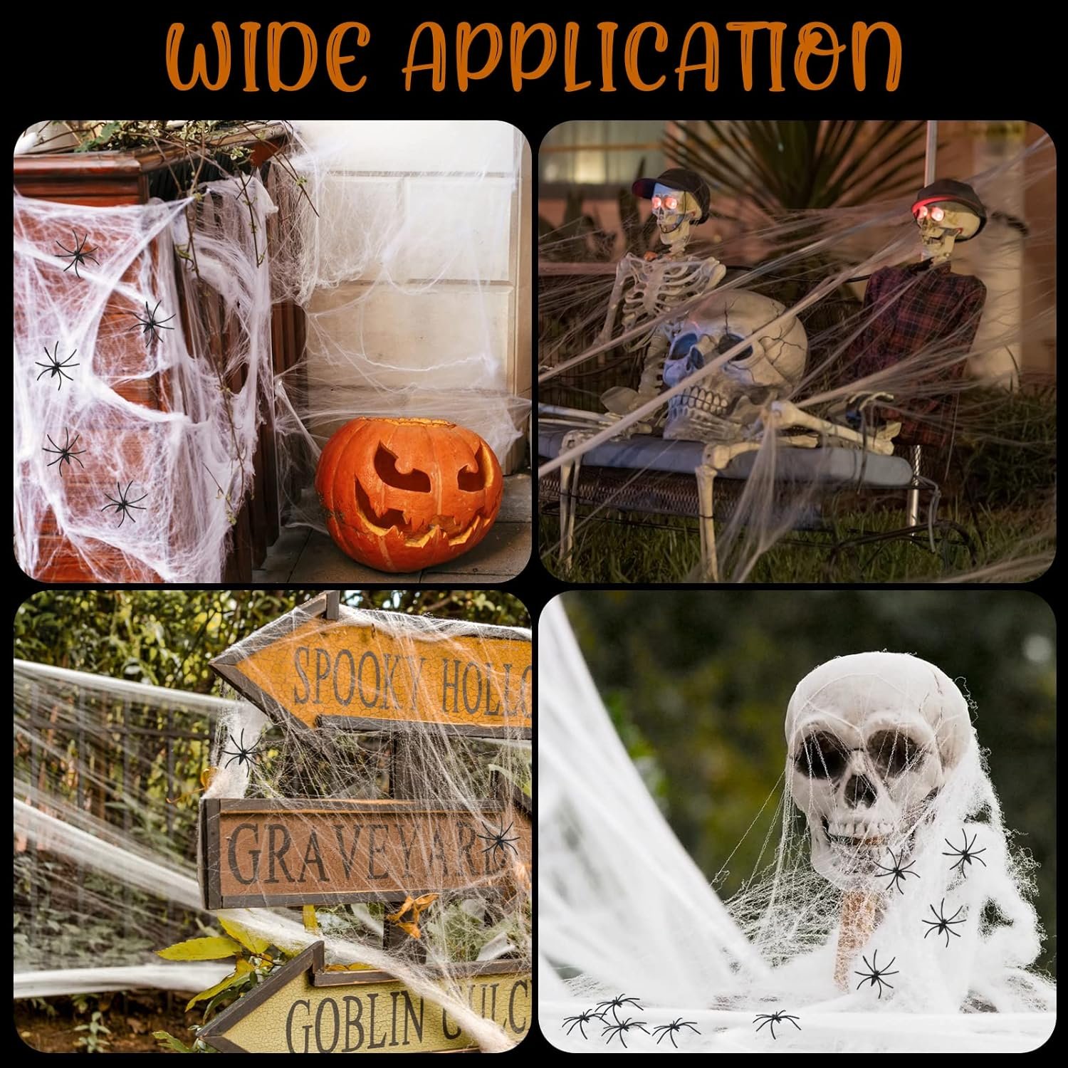 Jsdoin 60g Halloween Spider Web Decoration, with 30pcs Fake Spiders, Stretchable Halloween Cobwebs for Halloween Decorations - Image 8