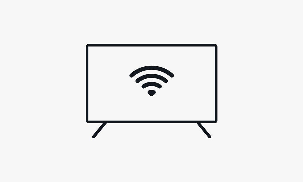 Illustration of an HDTV with a Wi-Fi icon placed within the borders of the screen.