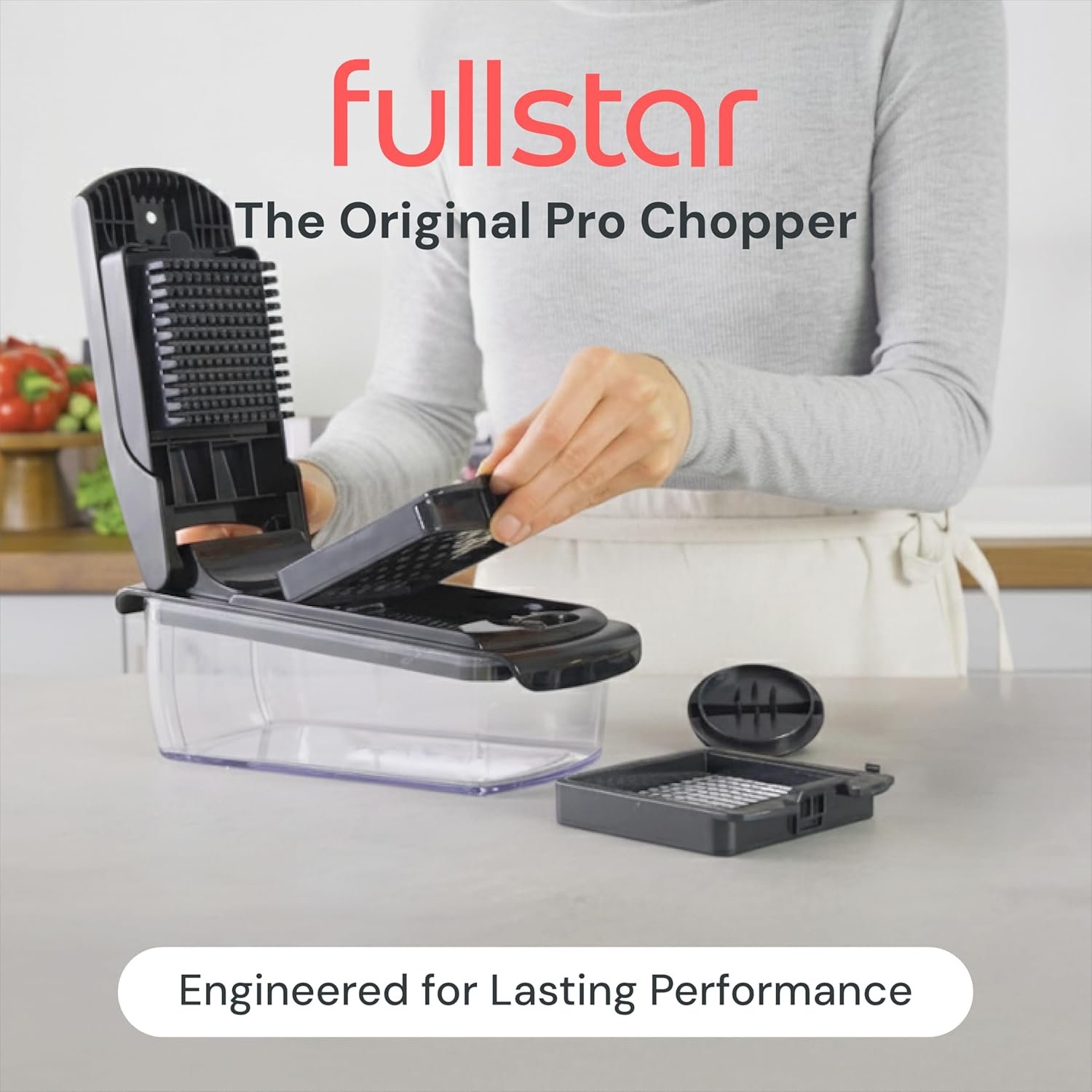 Fullstar Vegetable Chopper Vegetable Cutter - Veggie Onion Salad Food Chopper Manual - Potato Chipper - Veg Chopper and Dicer - Kitchen Tools & Gadgets (4-in-1 White) - Image 10
