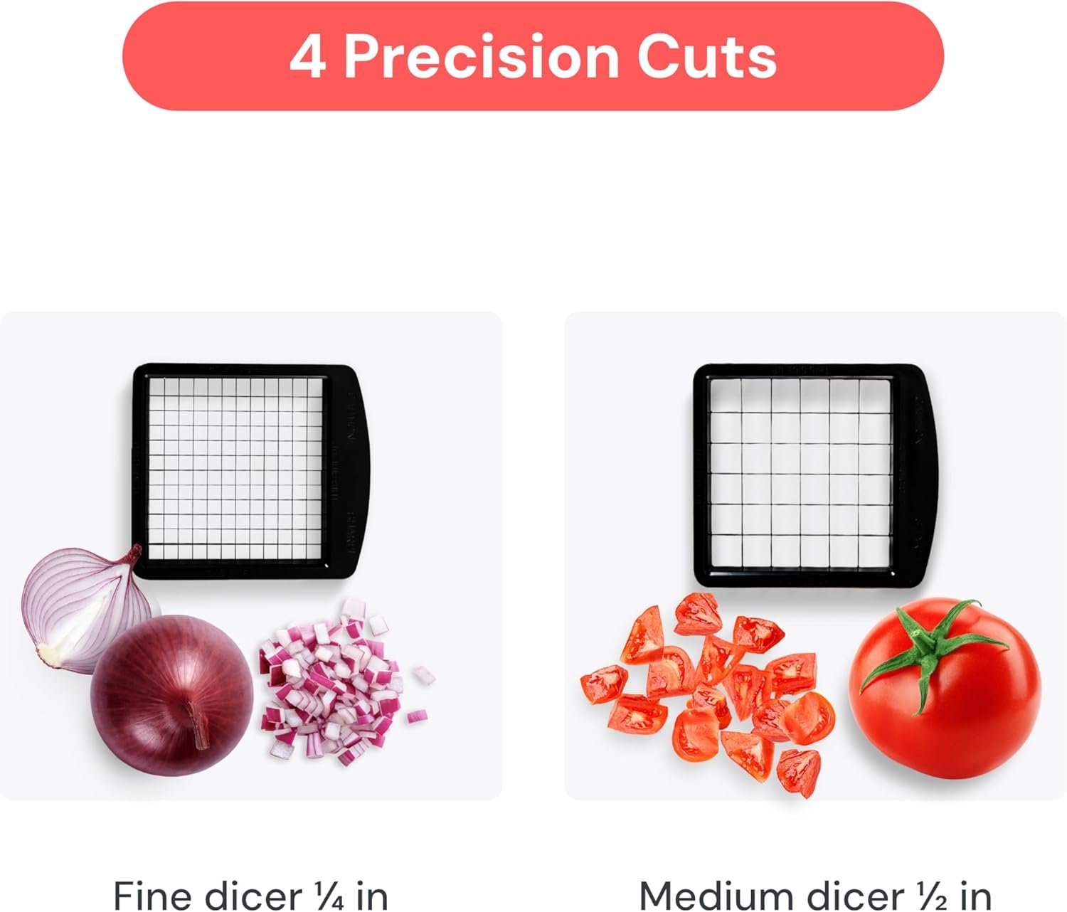 Fullstar Vegetable Chopper Vegetable Cutter - Veggie Onion Salad Food Chopper Manual - Potato Chipper - Veg Chopper and Dicer - Kitchen Tools & Gadgets (4-in-1 White) - Image 13