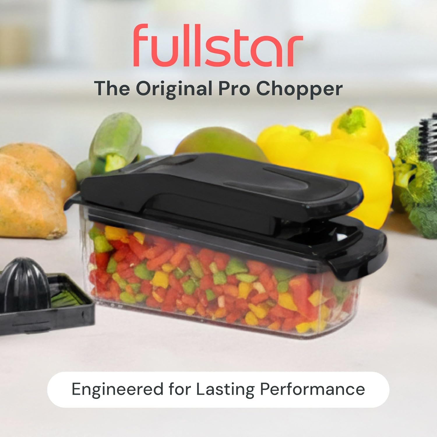 Fullstar Vegetable Chopper Vegetable Cutter - Veggie Onion Salad Food Chopper Manual - Potato Chipper - Veg Chopper and Dicer - Kitchen Tools & Gadgets (4-in-1 White) - Image 18