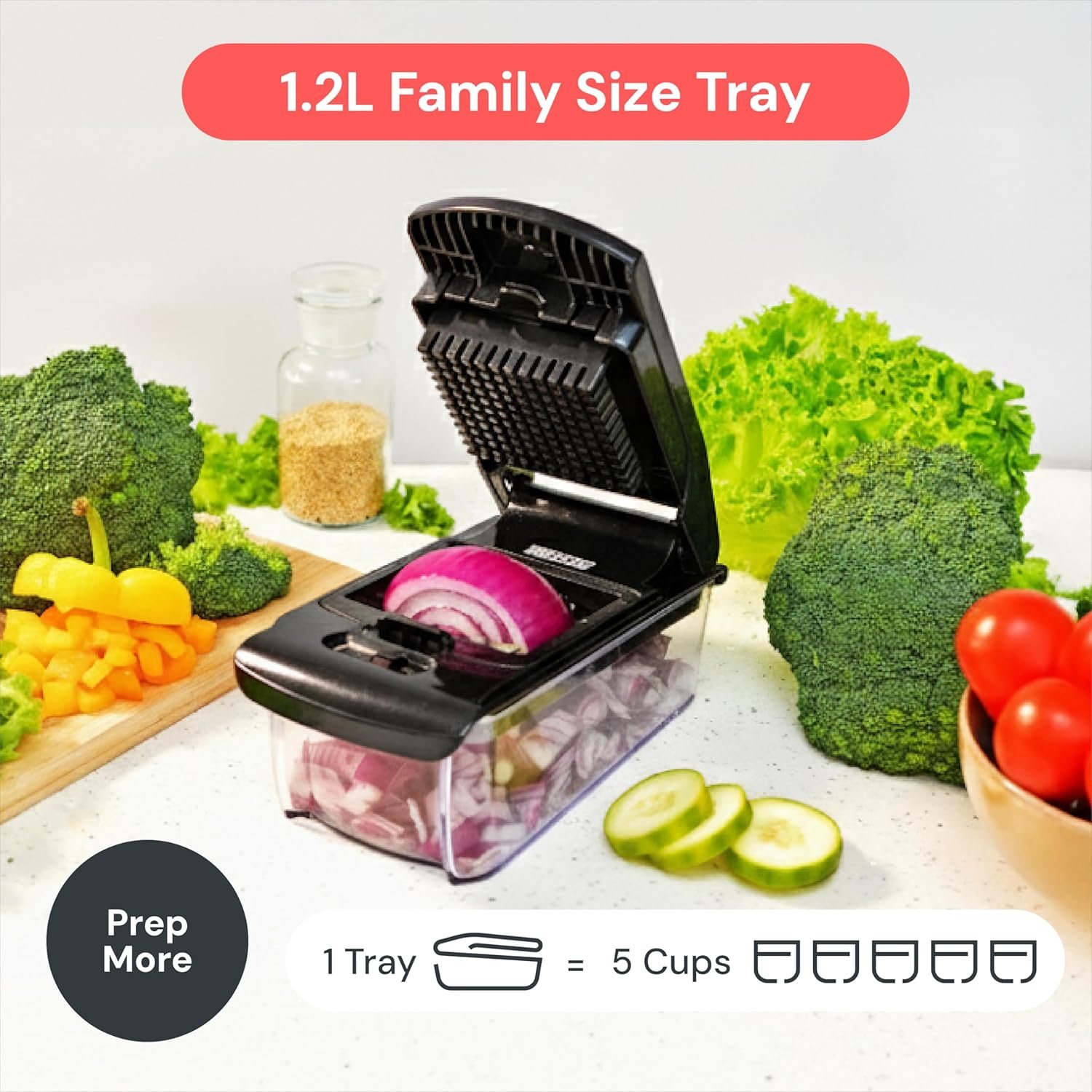 Fullstar Vegetable Chopper Vegetable Cutter - Veggie Onion Salad Food Chopper Manual - Potato Chipper - Veg Chopper and Dicer - Kitchen Tools & Gadgets (4-in-1 White) - Image 15