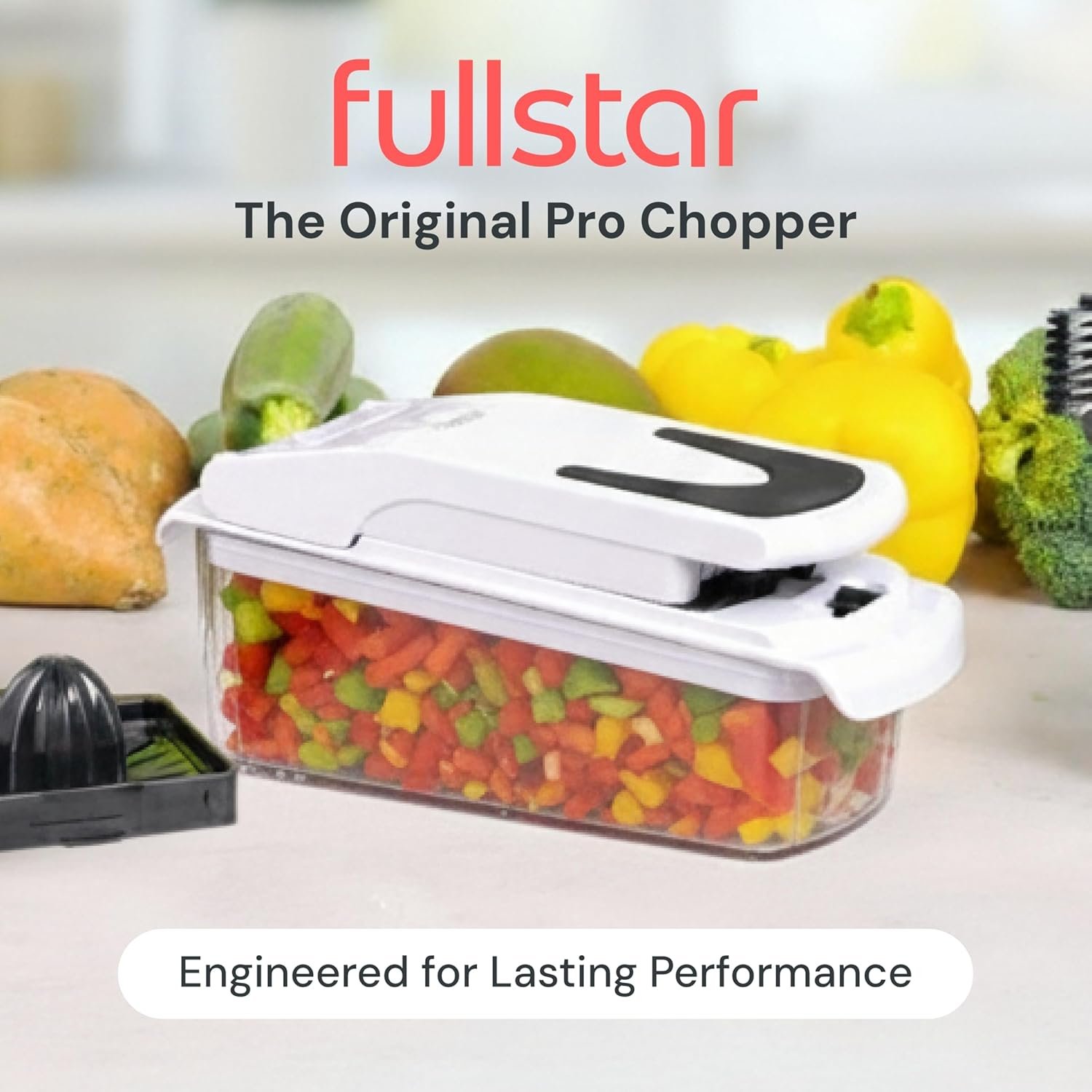 Fullstar Vegetable Chopper Vegetable Cutter - Veggie Onion Salad Food Chopper Manual - Potato Chipper - Veg Chopper and Dicer - Kitchen Tools & Gadgets (4-in-1 White) - Image 27