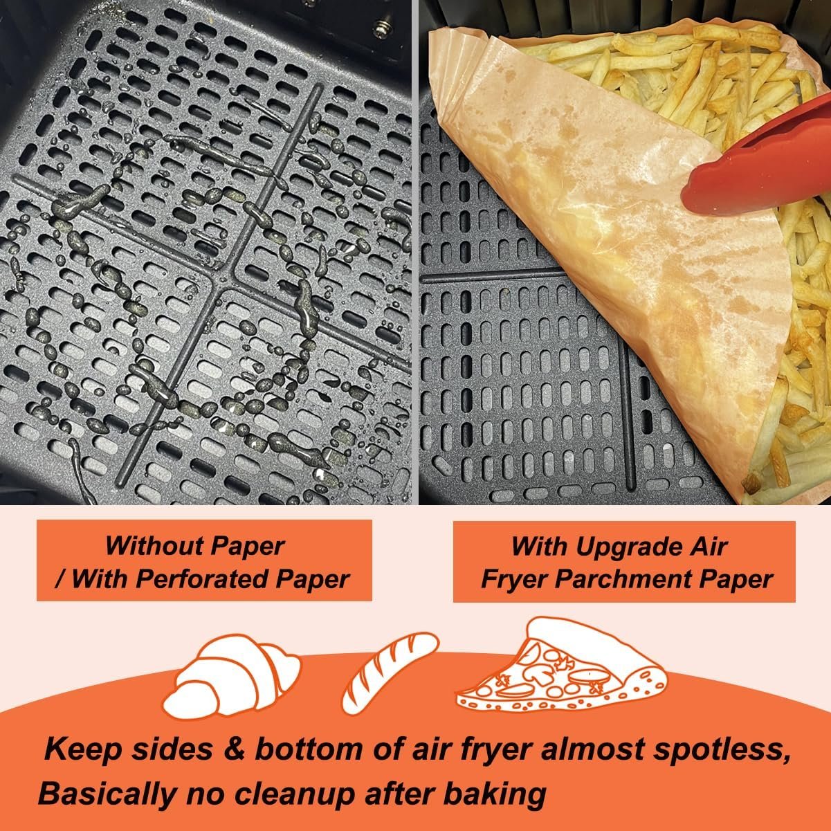 BYKITCHEN Air Fryer Parchment Paper Liner, 50PCS Square Air Fryer Liners Disposable, Greaseproof Paper, Compatible with COSORI, Ninja, Tefal, Russell Hobbs Fryers (Unbleached) - Image 52