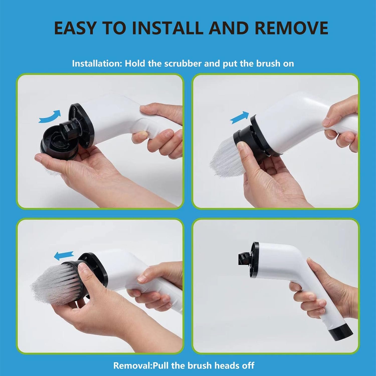 Leebein Electric Spin Scrubber, Cordless Cleaning Brush with 8 Replaceable Brush Heads, Extendable Long Handle Bathroom Cleaning Scrubber, 300/400RPM Spin Scrubber for Bathroom Kitchen Floor Tile - Image 17