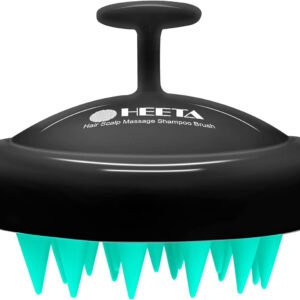HEETA Scalp Massager Hair Growth, Shampoo Brush with Soft Silicone Bristles for Hair Care and Head Relaxation, Ergonomic Scalp for Women/Men/Pet-Black&Turquoise