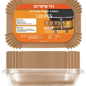 120Pcs Air Fryer Liners for Ninja Dual, Stone TH Disposable Airfryer Parchment Paper Liners Accessories Compatible with Ninja AF300UK AF400UK SL400UK AF500UK, Other Dual Zone Air Fryer