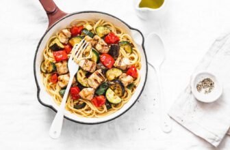 Grilled Ratatouille Spaghetti with Chicken
